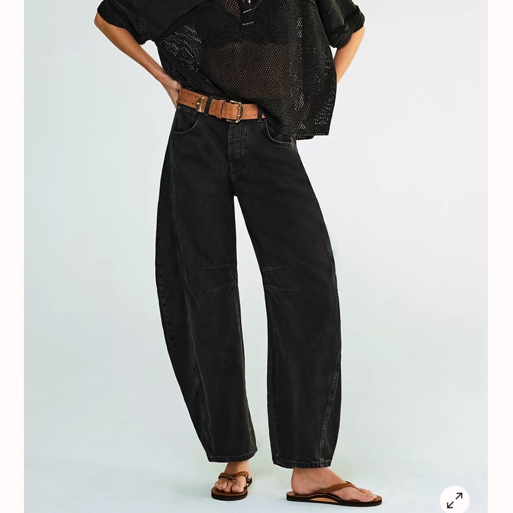 Free People Black Wide Leg Jeans